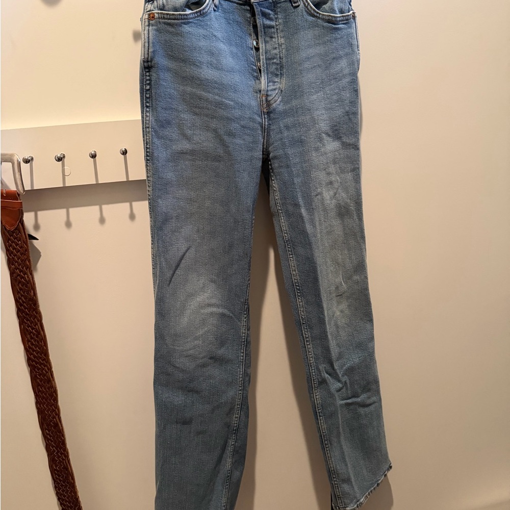 Re/Done High Rise Blue Jeans - Picture 2 of 3